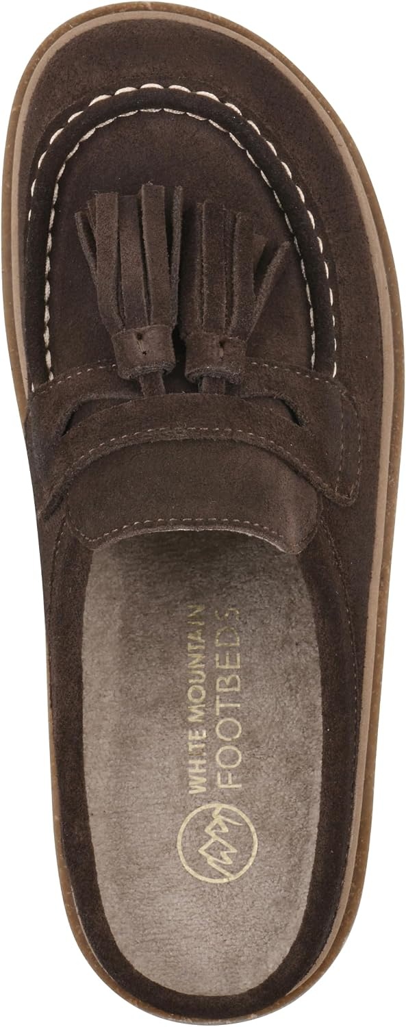 image:imageWHITE MOUNTAIN Womens Vailing Penny LoaferStyle Platform Footbed ClogCoco Brown Suede