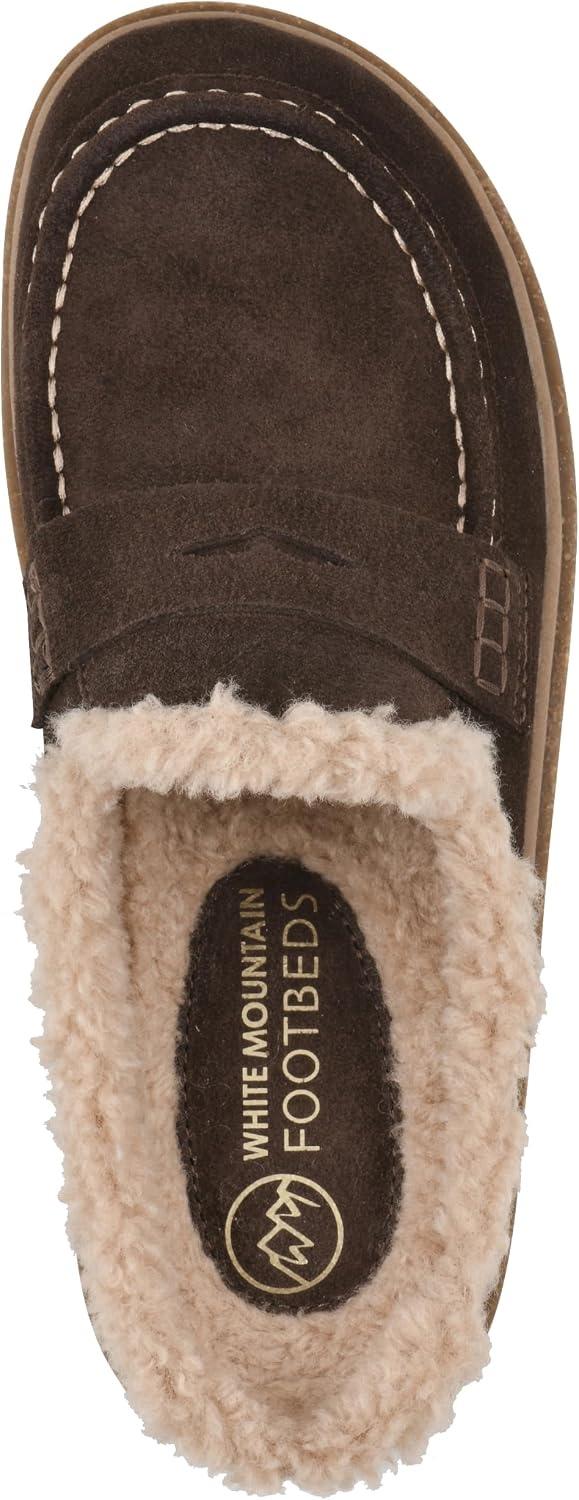 image:imageWHITE MOUNTAIN Womens Vayva Penny LoaferStyle Faux FurLined Platform ClogCoco Brown Suede