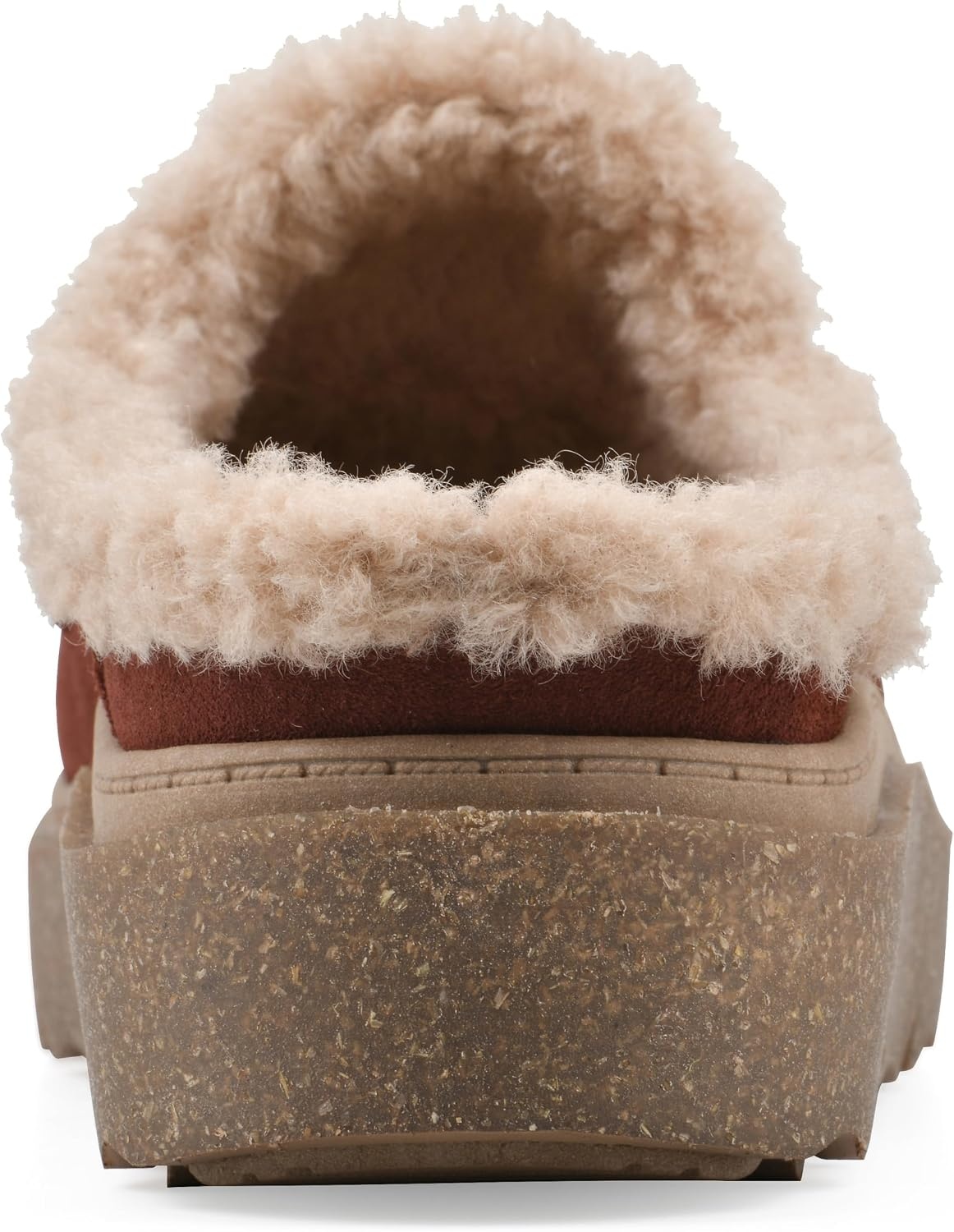 image:imageWHITE MOUNTAIN Womens Vayva Penny LoaferStyle Faux FurLined Platform ClogRust Suede