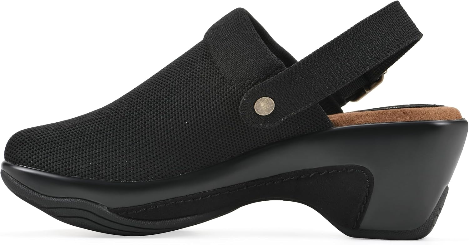 image:imageWHITE MOUNTAIN Womens Viable SlingBuckle Platform ClogBlack Fabric