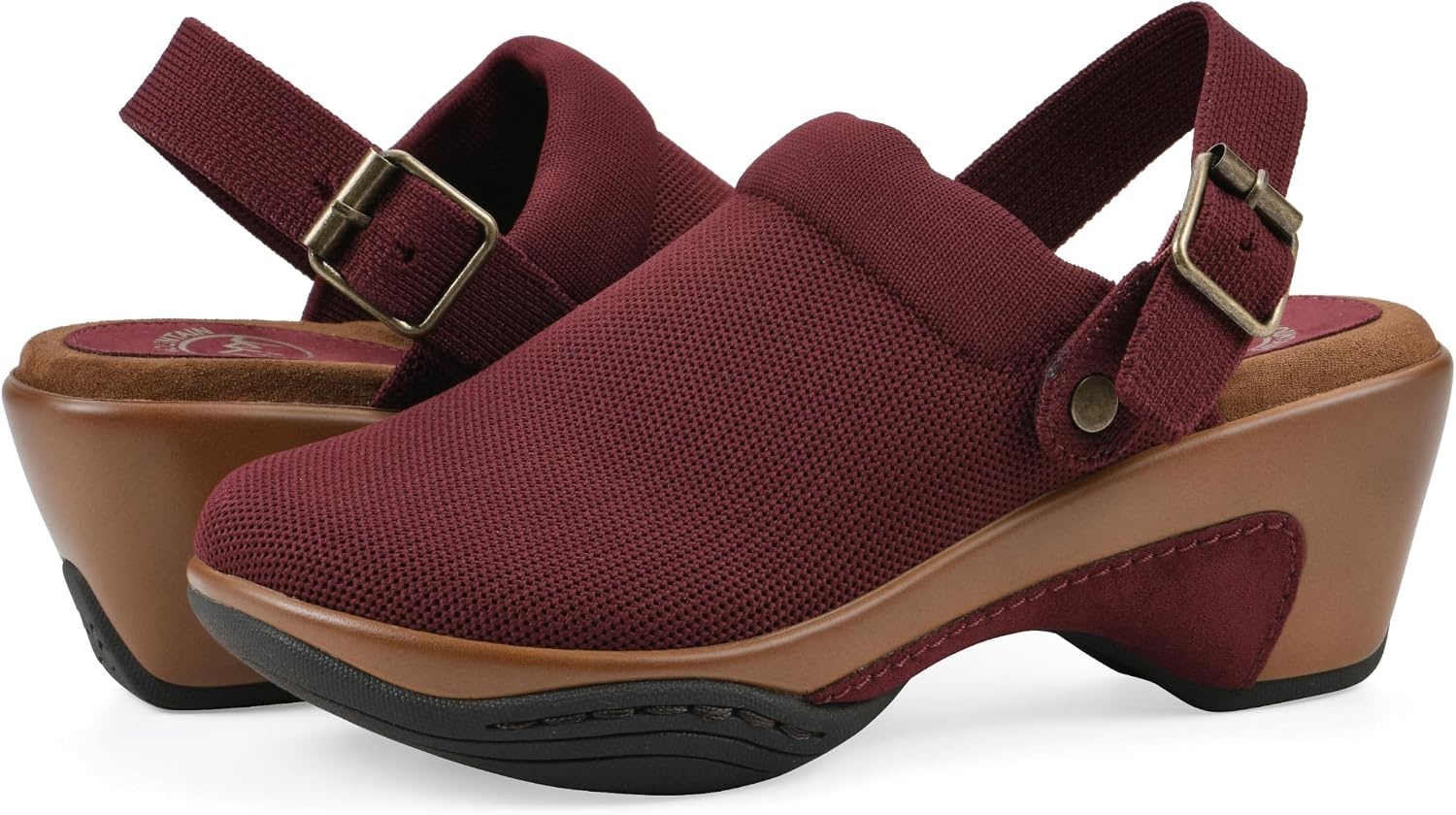 image:imageWHITE MOUNTAIN Womens Viable SlingBuckle Platform ClogBurgundy Fabric