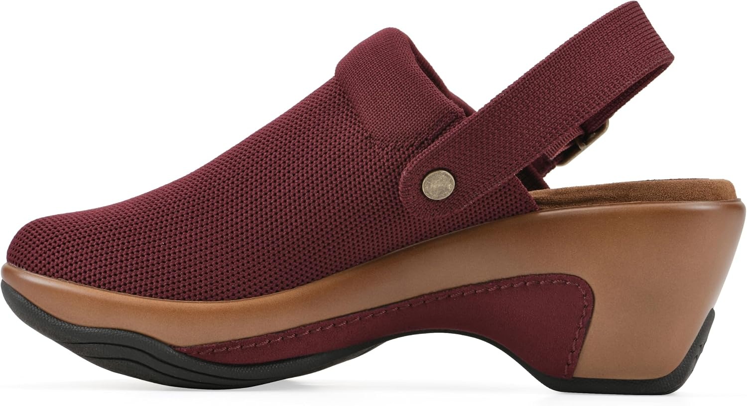 image:imageWHITE MOUNTAIN Womens Viable SlingBuckle Platform ClogBurgundy Fabric