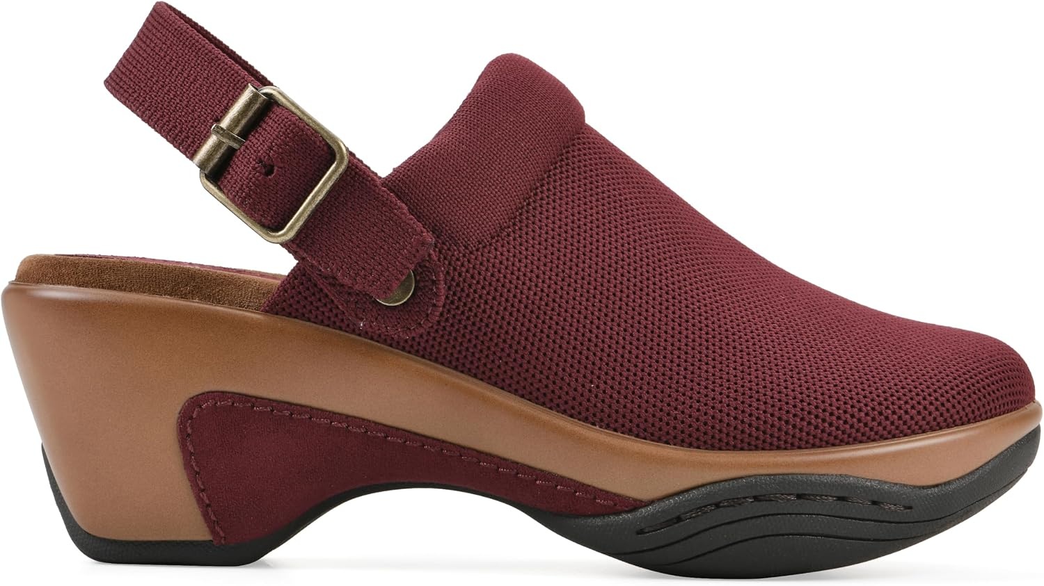 image:imageWHITE MOUNTAIN Womens Viable SlingBuckle Platform ClogBurgundy Fabric