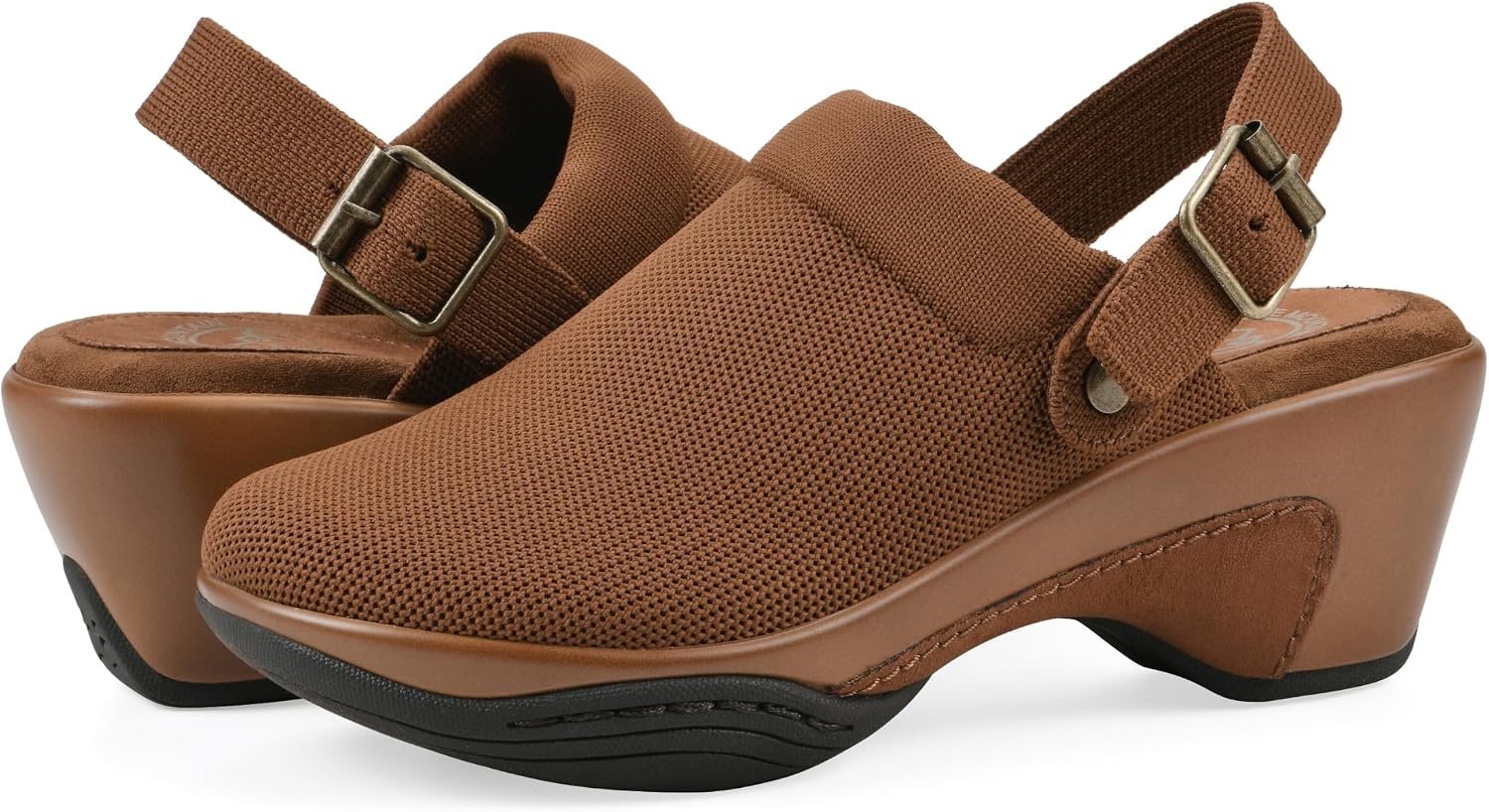 image:imageWHITE MOUNTAIN Womens Viable SlingBuckle Platform ClogPecan Fabric