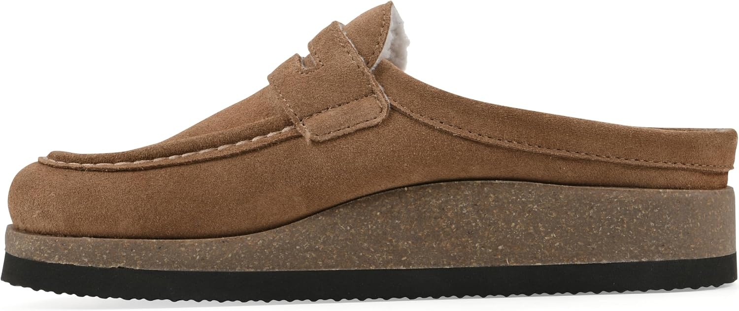 image:imageWhite Mountain Womens Brinlee MuleChestnut Suede Faux Shearling