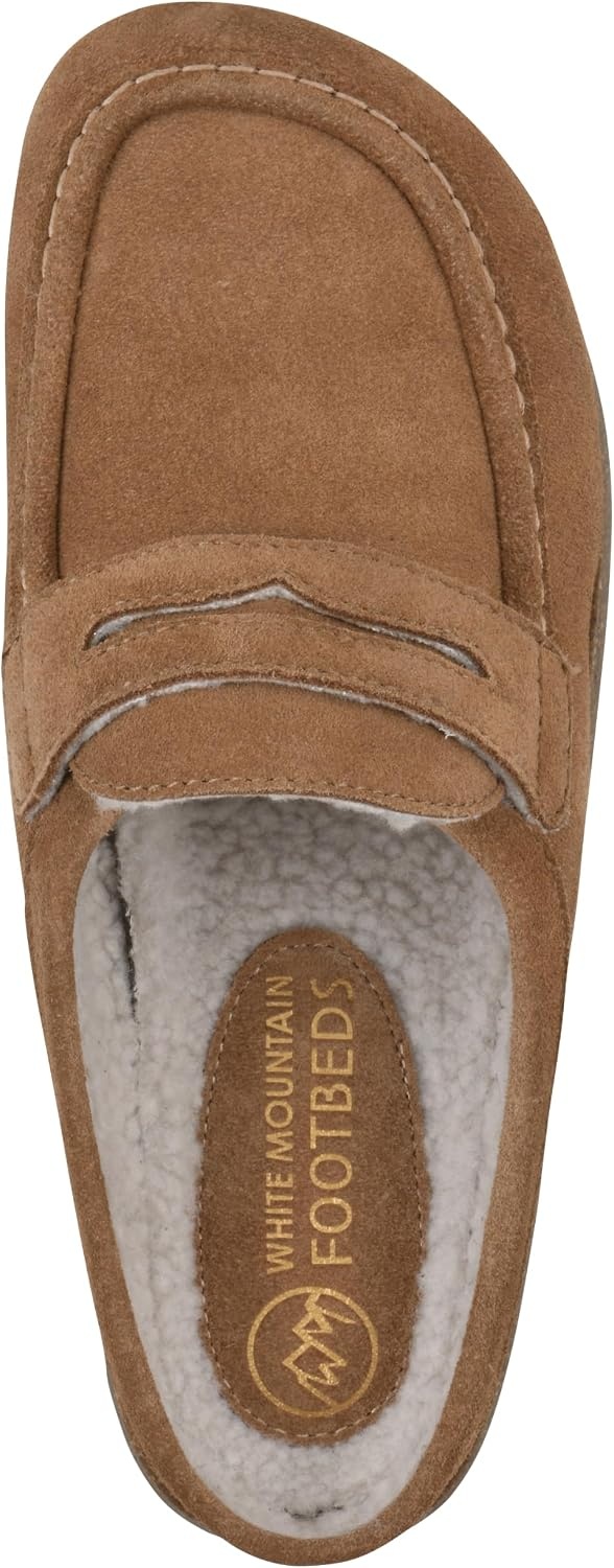 image:imageWhite Mountain Womens Brinlee MuleChestnut Suede Faux Shearling