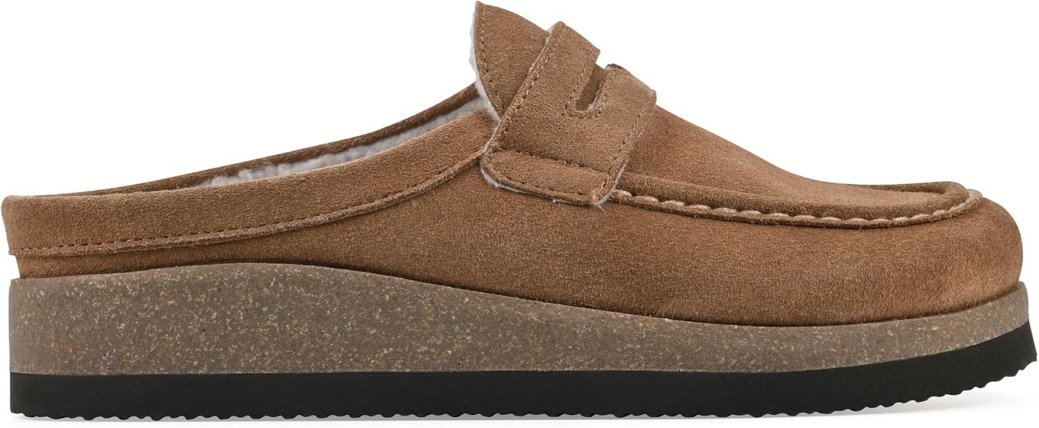 image:imageWhite Mountain Womens Brinlee MuleChestnut Suede Faux Shearling
