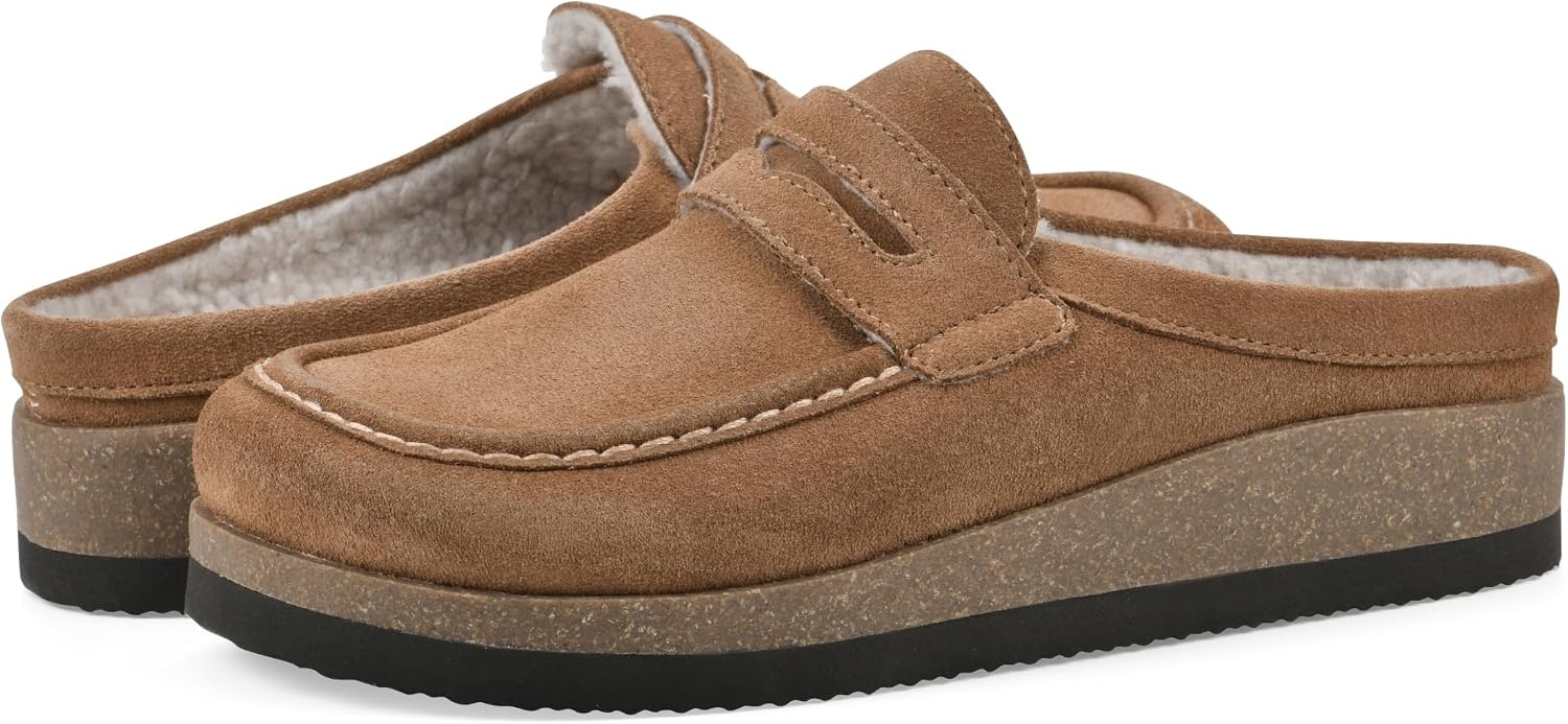 image:imageWhite Mountain Womens Brinlee MuleChestnut Suede Faux Shearling