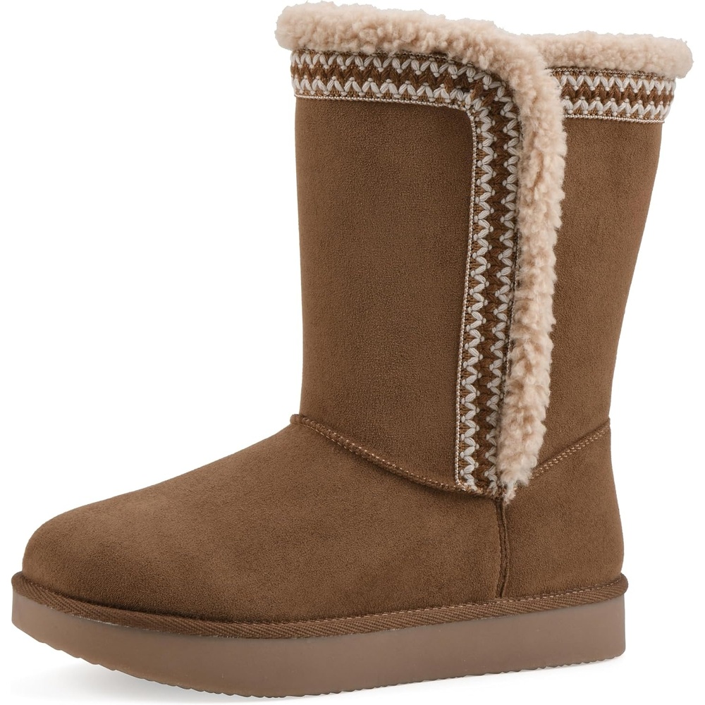 image:imageWHITE MOUNTAIN Womens Blanca Faux FurLined Mid Shaft BootieLight Chestnut Fabric