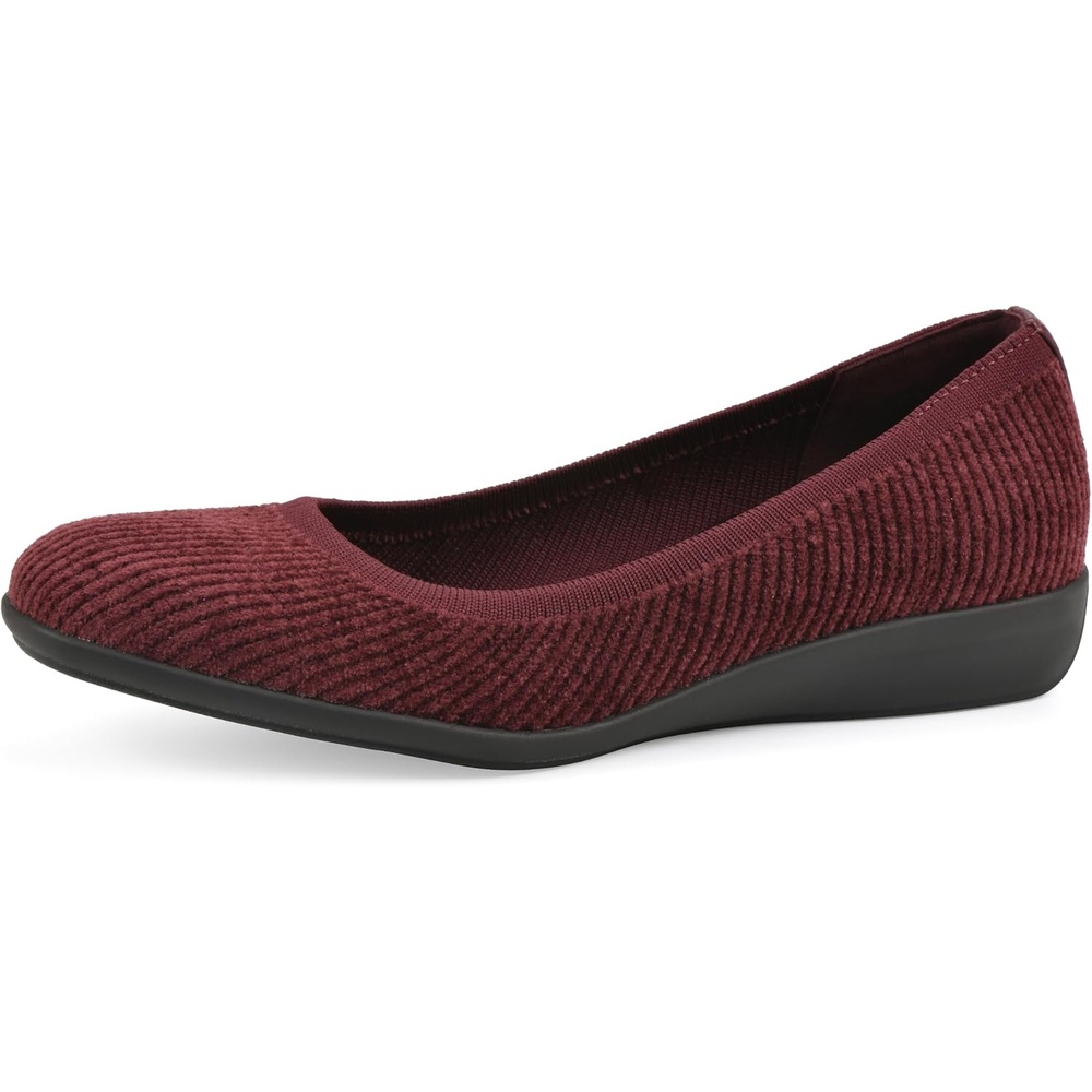 image:imageWHITE MOUNTAIN Womens Florian Knit Ballet FlatBurgundy Corduroy Fabric
