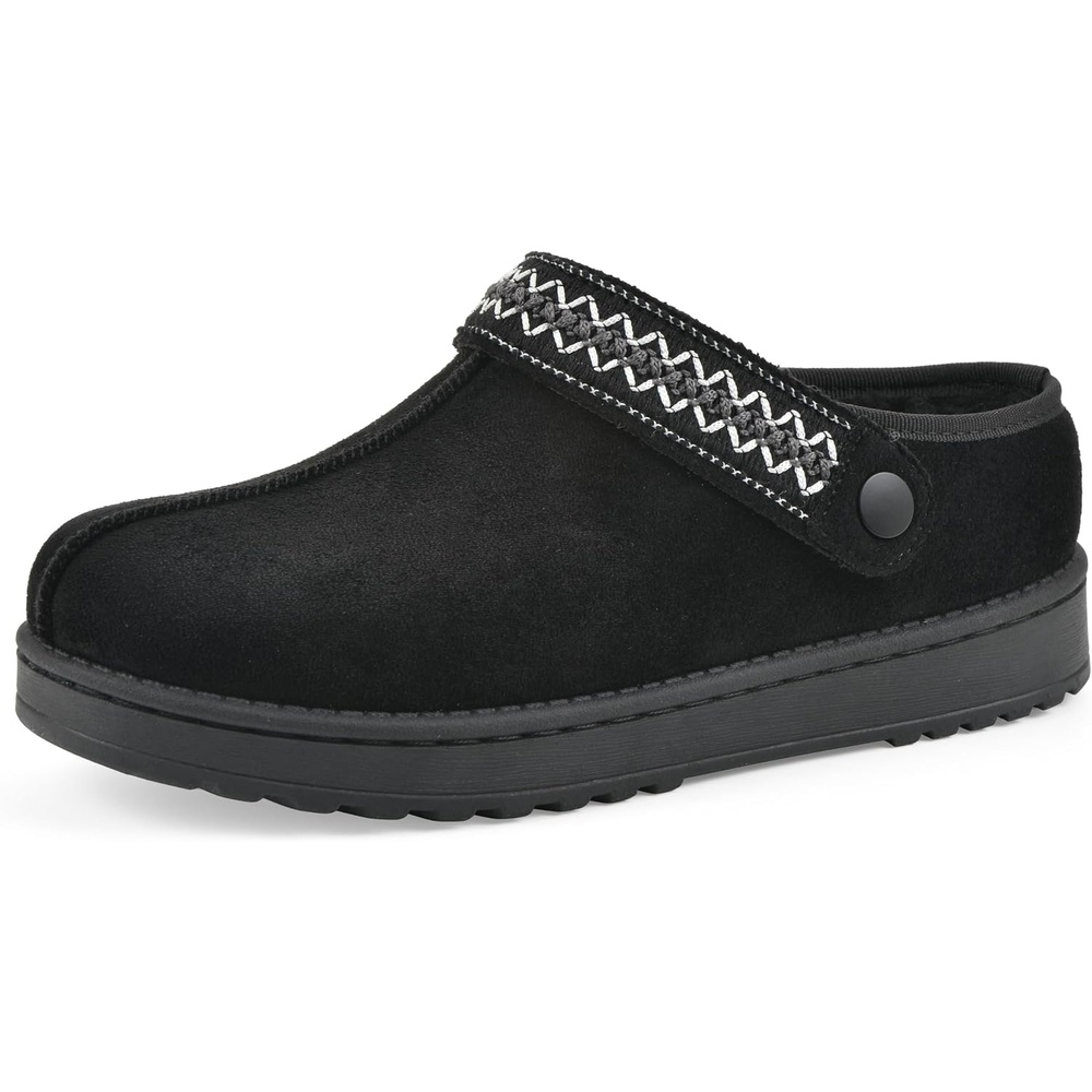 image:imageWHITE MOUNTAIN Womens Incast Adjustable Slinged Faux FurLined SlipOn ClogBlack Fabric
