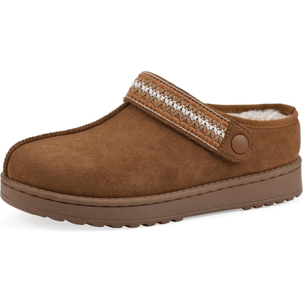 image:imageWHITE MOUNTAIN Womens Incast Adjustable Slinged Faux FurLined SlipOn ClogChestnut Fabric