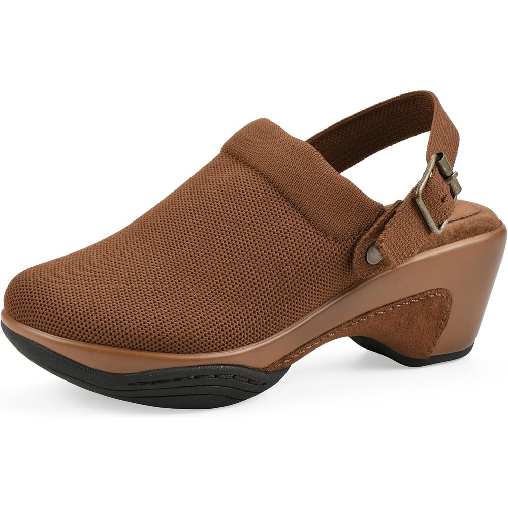 image:imageWHITE MOUNTAIN Womens Viable SlingBuckle Platform ClogPecan Fabric