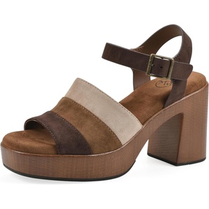 WHITE MOUNTAIN Women’s Barrette Platform Sandal(Brown Multi Fabric)