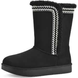 WHITE MOUNTAIN Women’s Blanca Faux Fur-Lined Mid Shaft Bootie(Black Fabric)