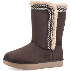 WHITE MOUNTAIN Women’s Blanca Faux Fur-Lined Mid Shaft Bootie(Dark Brown Fabric)