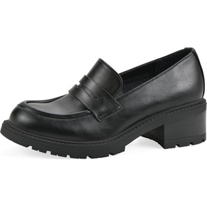 WHITE MOUNTAIN Women’s Brigetty Heeled Penny Loafer(Black Smooth)