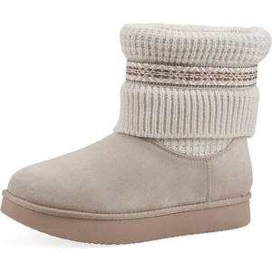WHITE MOUNTAIN Women’s Brysons Fold-Over Sweater Bootie(Sand Fabric)