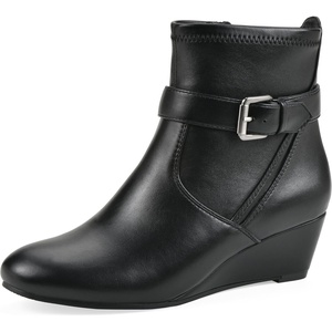 WHITE MOUNTAIN Women’s Chamlet Wedge Bootie(Black Smooth)