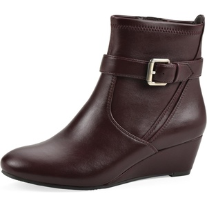 WHITE MOUNTAIN Women’s Chamlet Wedge Bootie(Burgundy Smooth)
