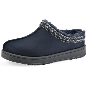 WHITE MOUNTAIN Women’s Icebin Faux Fur Slipper Clog(Navy Fabric)
