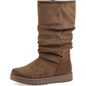 WHITE MOUNTAIN Women’s Icequake Faux Fur-Lined Ruched Mid Shaft Bootie(Dark Chocolate)