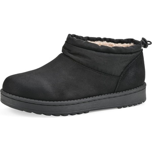 WHITE MOUNTAIN Women’s Idle Faux Fur-Lined Mini Bootie(Black Fabric)