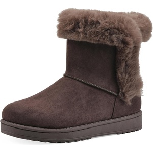 WHITE MOUNTAIN Women’s Incher Faux Fur Boot(Dark Brown Fabric)