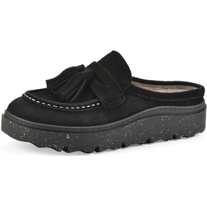 WHITE MOUNTAIN Women’s Vailing Penny Loafer-Style Platform Footbed Clog(Black Suede)