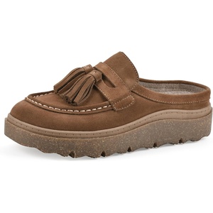 WHITE MOUNTAIN Women’s Vailing Penny Loafer-Style Platform Footbed Clog(New Chestnut Suede)