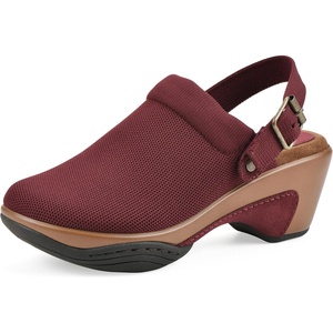 WHITE MOUNTAIN Women’s Viable Sling-Buckle Platform Clog(Burgundy Fabric)