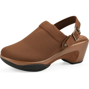 WHITE MOUNTAIN Women’s Viable Sling-Buckle Platform Clog(Pecan Fabric)