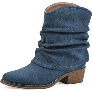 White Mountain Women’s Alden Western Mid Shaft Bootie(Dark Denim Fabric)