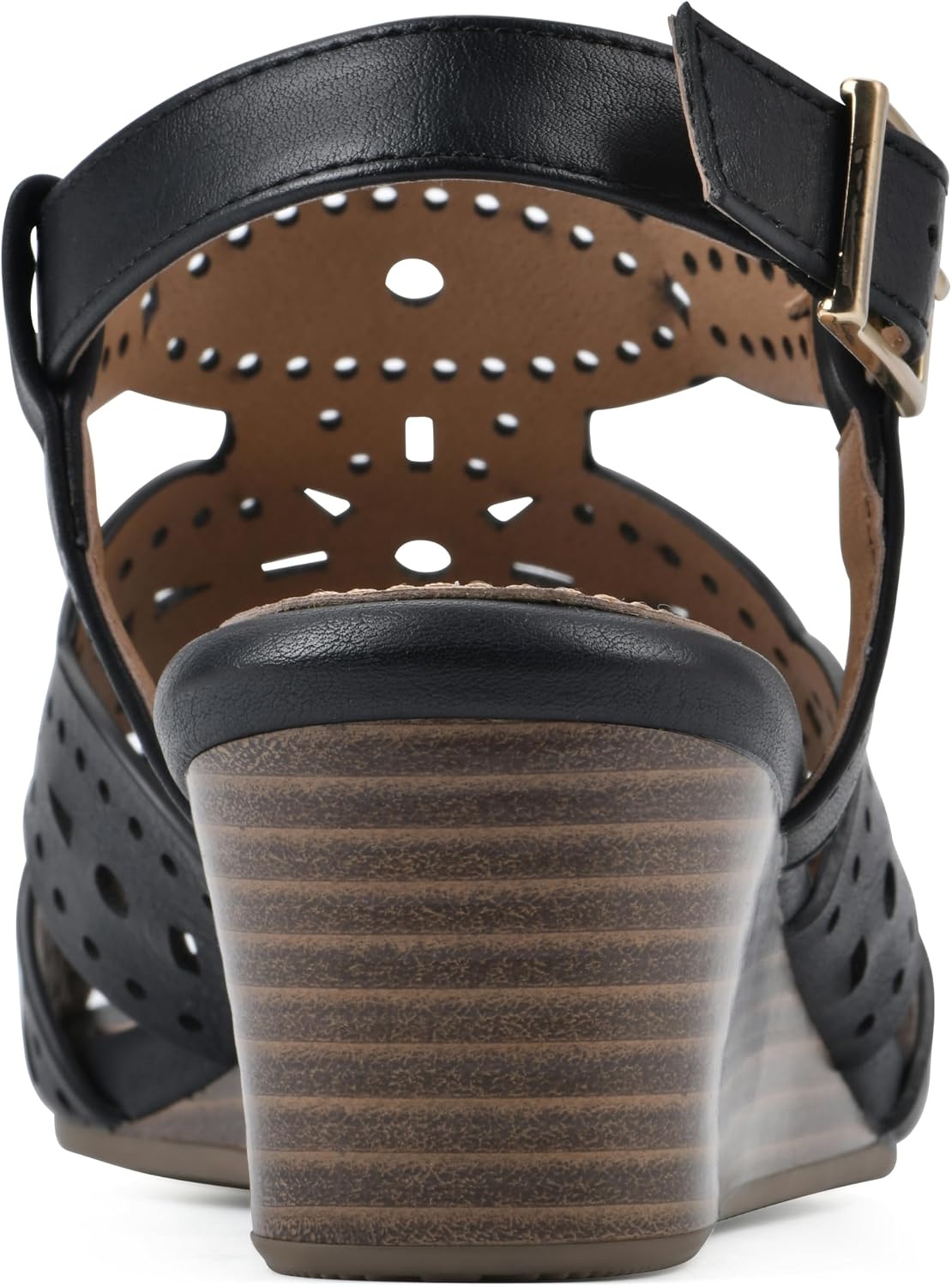 image:imageWHITE MOUNTAIN Womens Brush Up Wedge SandalBlackBurnSmooth