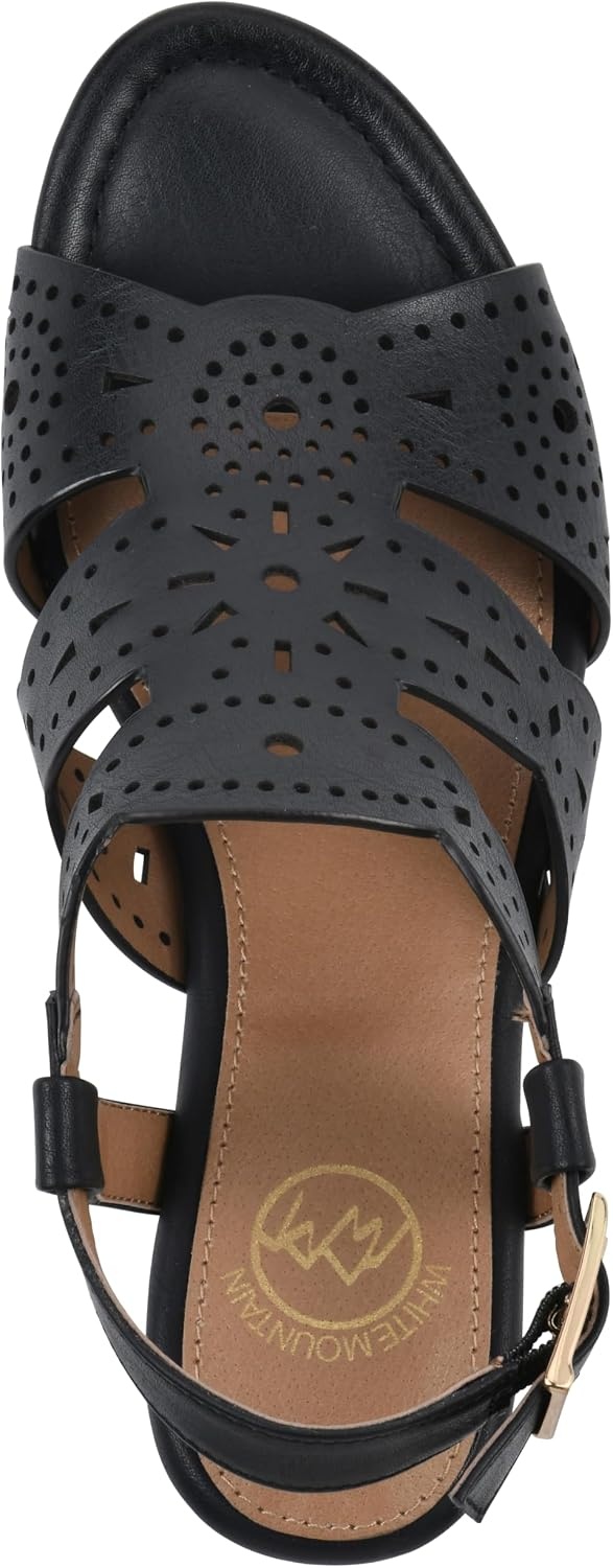 image:imageWHITE MOUNTAIN Womens Brush Up Wedge SandalBlackBurnSmooth