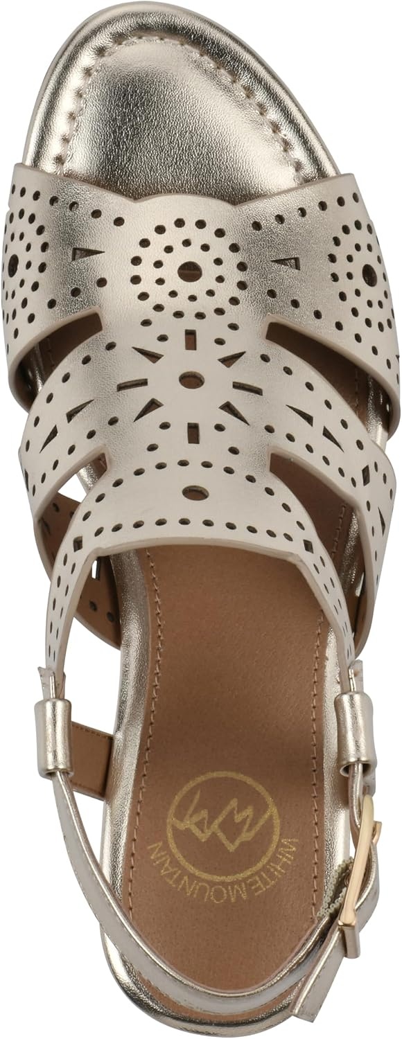 image:imageWHITE MOUNTAIN Womens Brush Up Wedge SandalGoldMetallicSmooth