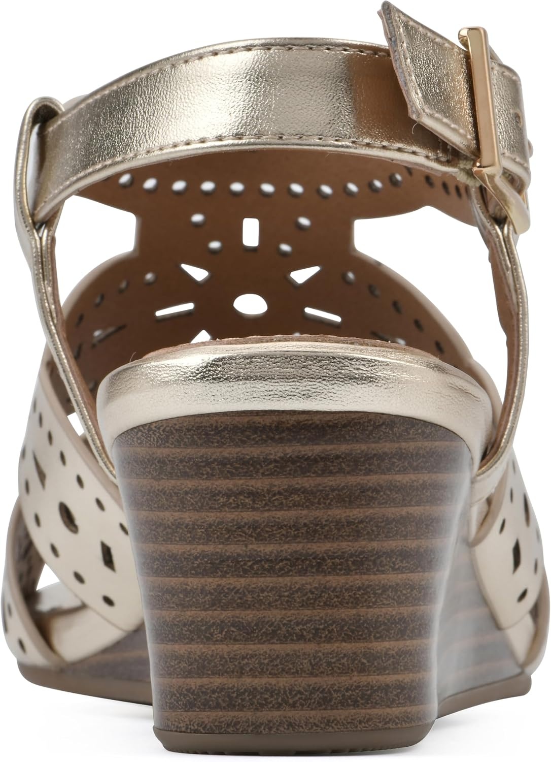 image:imageWHITE MOUNTAIN Womens Brush Up Wedge SandalGoldMetallicSmooth