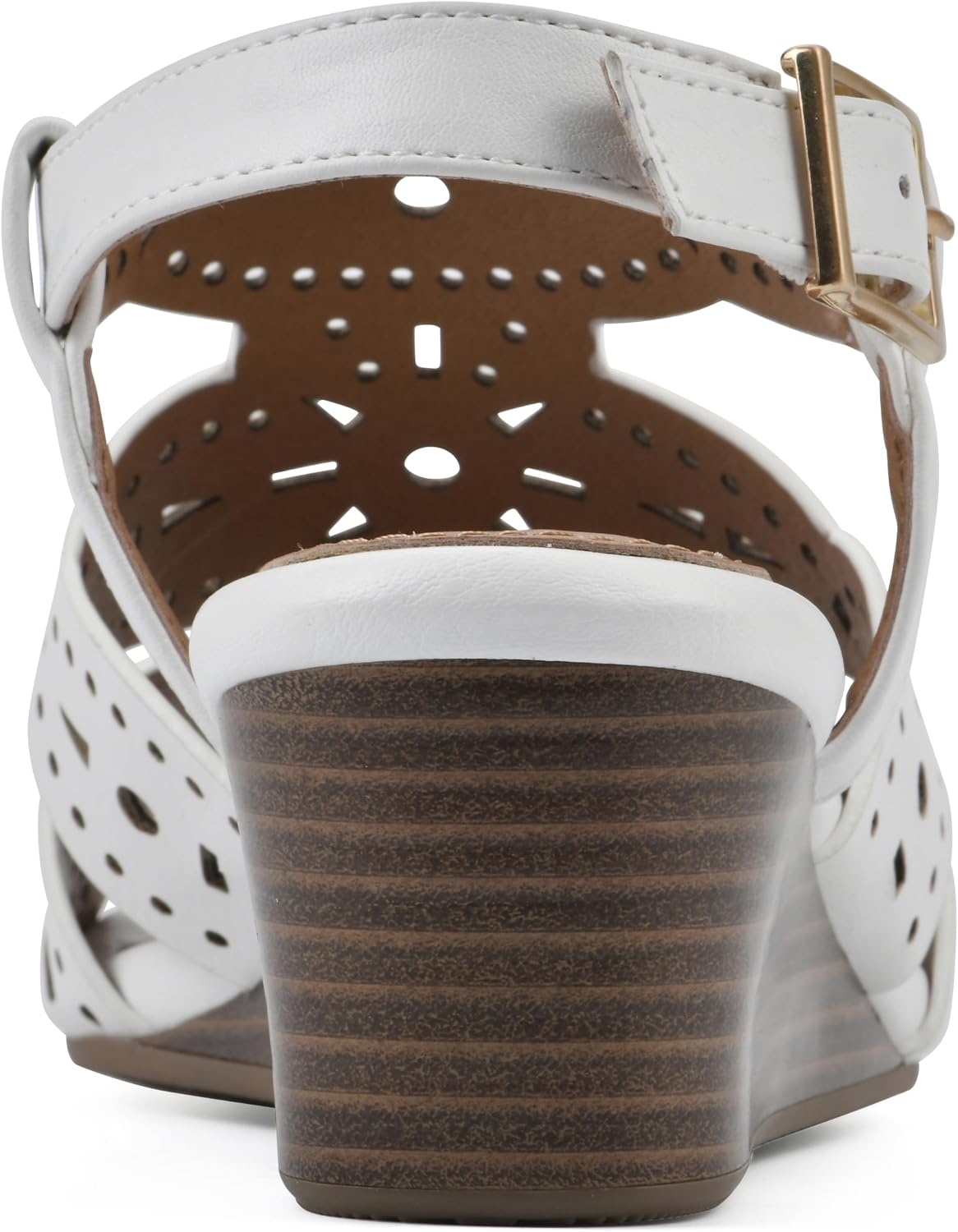 image:imageWHITE MOUNTAIN Womens Brush Up Wedge SandalWhiteBurnSmooth