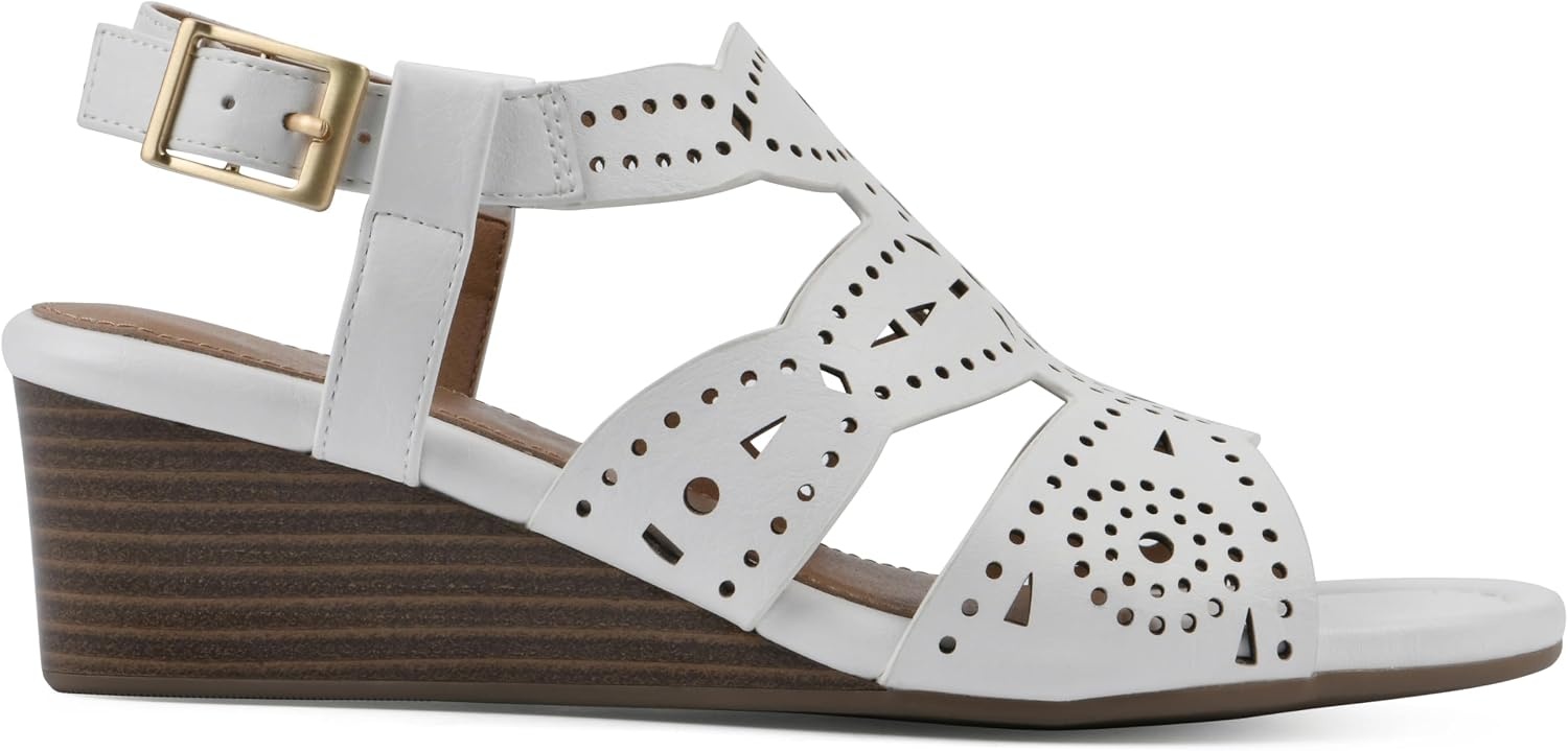 image:imageWHITE MOUNTAIN Womens Brush Up Wedge SandalWhiteBurnSmooth
