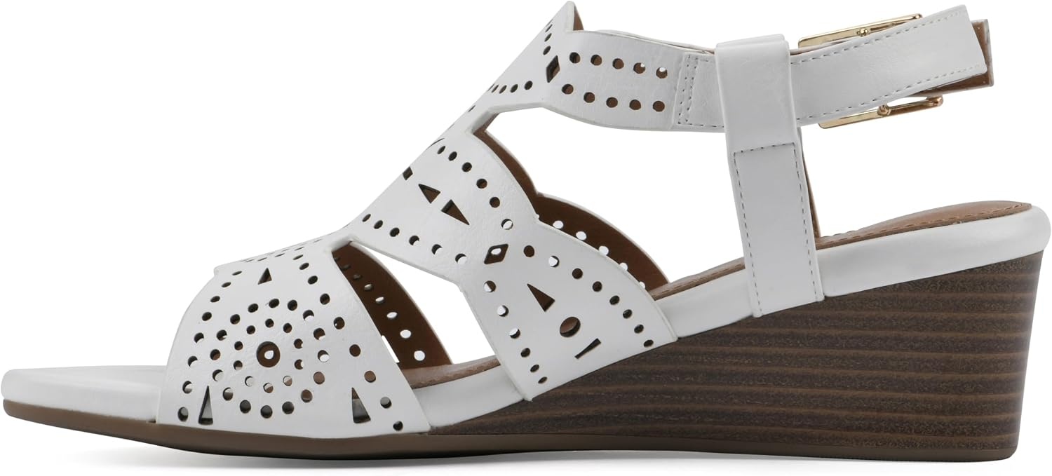 image:imageWHITE MOUNTAIN Womens Brush Up Wedge SandalWhiteBurnSmooth