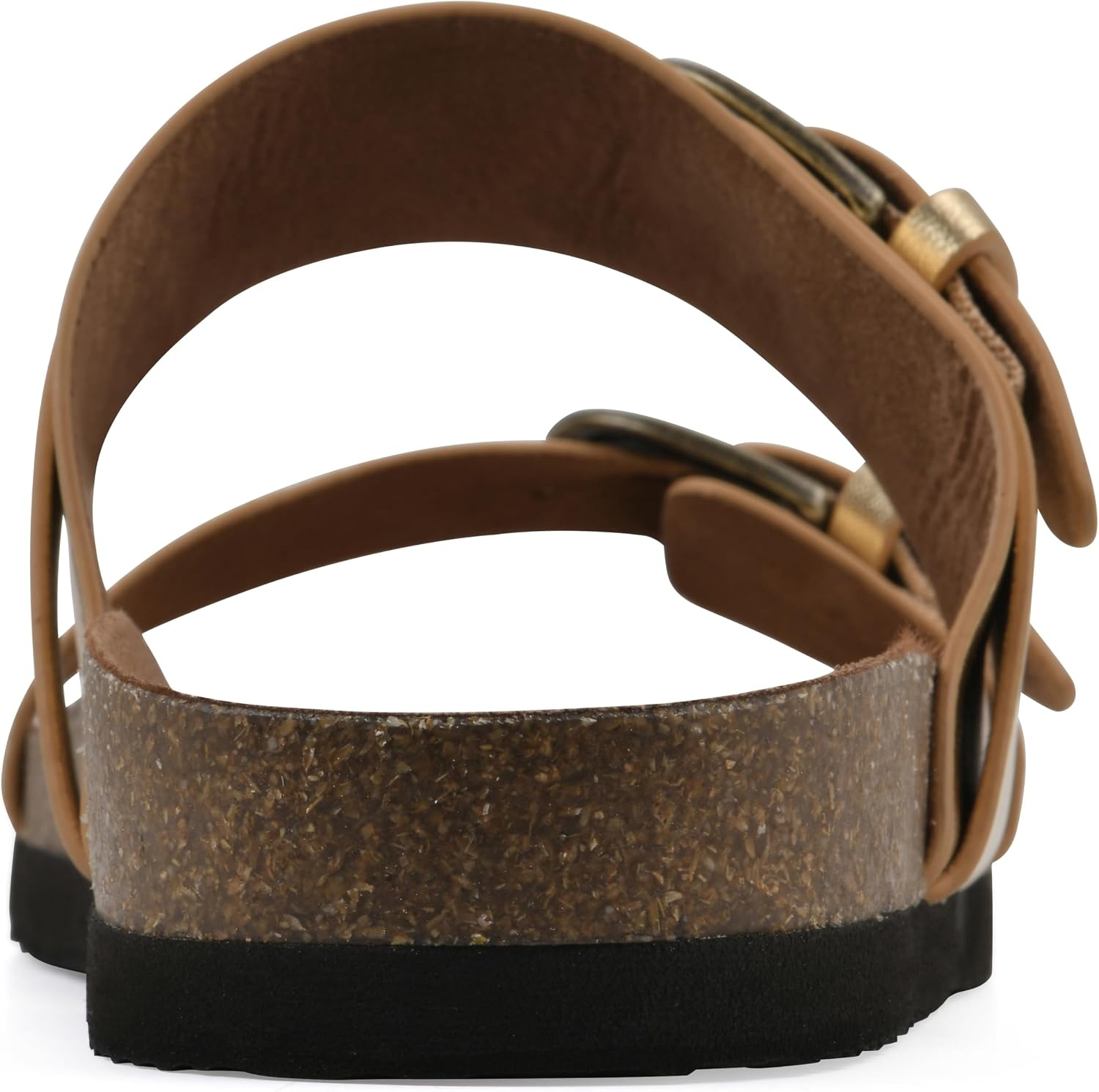 image:imageWHITE MOUNTAIN Womens Hardball DoubleBuckle Signature ComfortMolded Footbed SandalAntiqueGold Leather