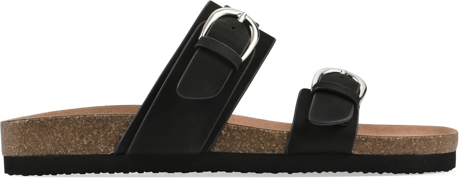 image:imageWHITE MOUNTAIN Womens Hardball DoubleBuckle Signature ComfortMolded Footbed SandalBlackNubuck