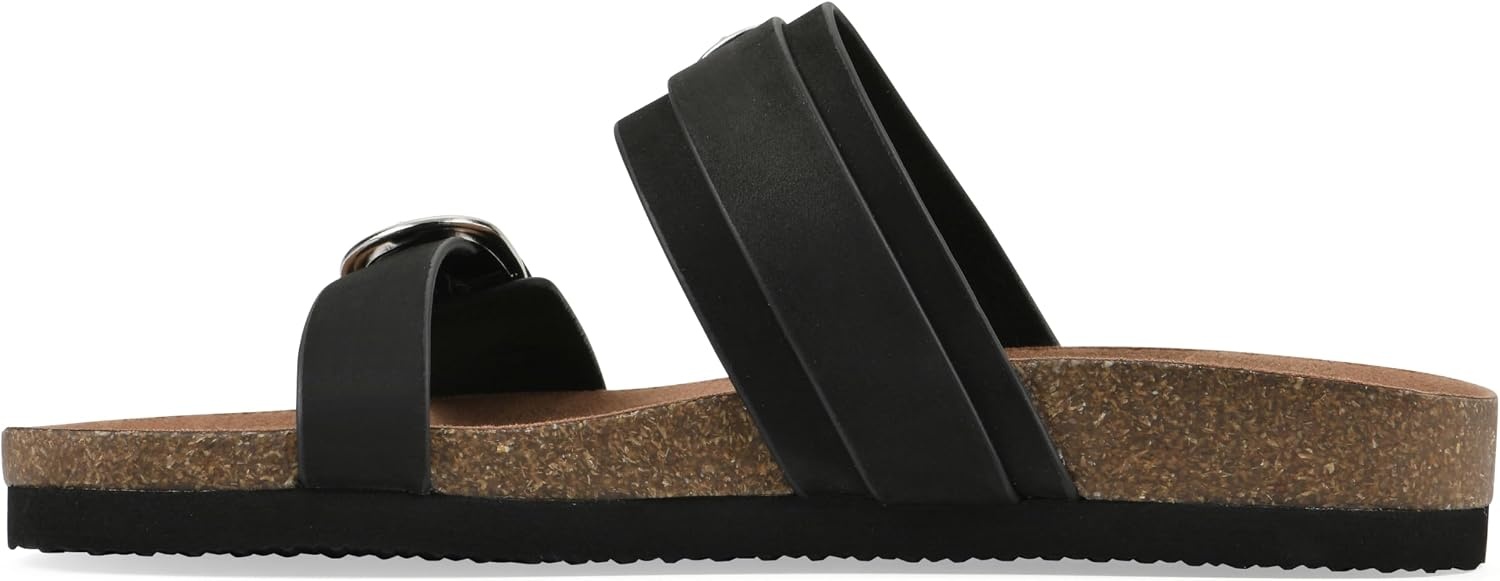 image:imageWHITE MOUNTAIN Womens Hardball DoubleBuckle Signature ComfortMolded Footbed SandalBlackNubuck