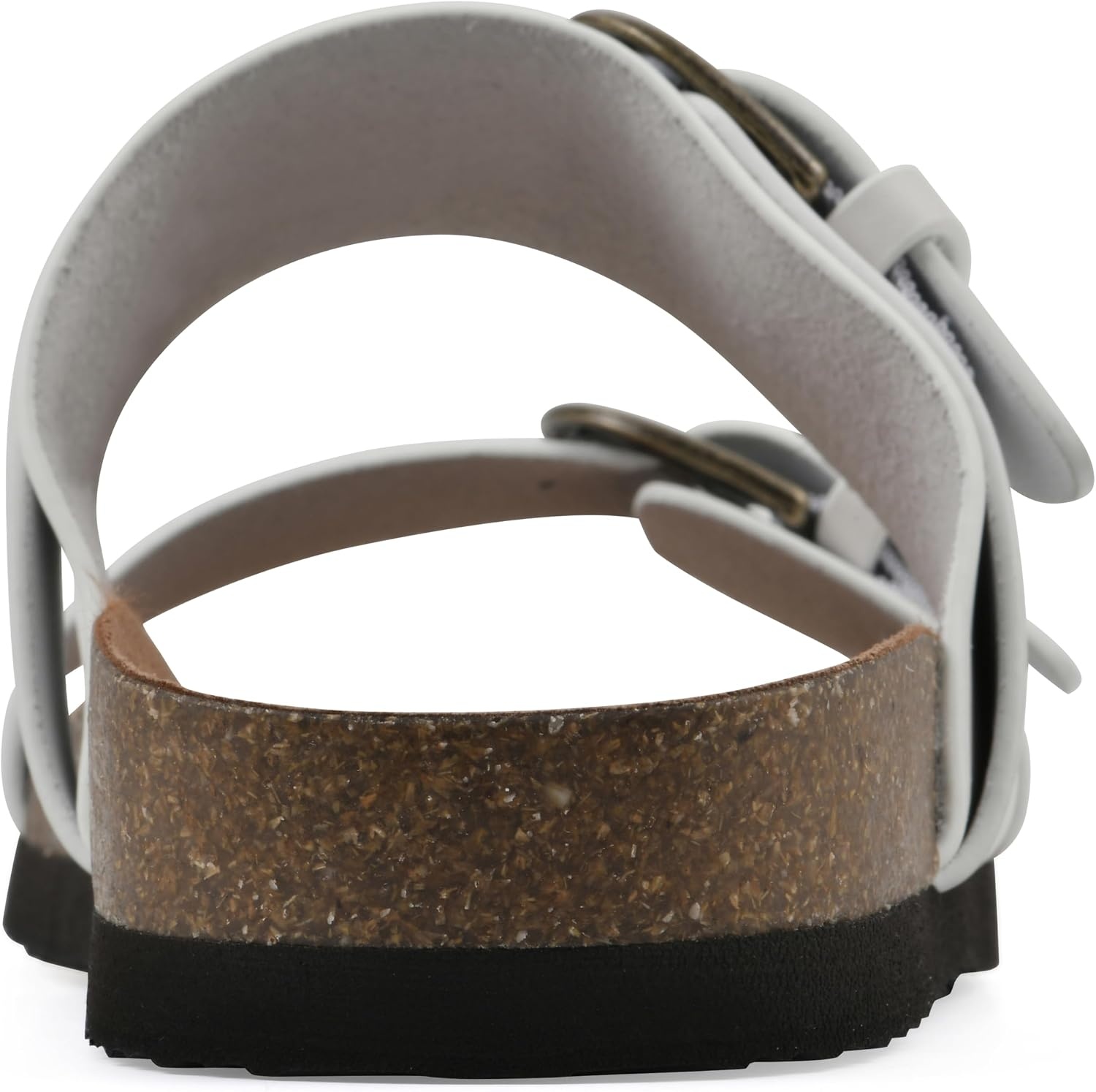 image:imageWHITE MOUNTAIN Womens Hardball DoubleBuckle Signature ComfortMolded Footbed SandalWhiteLeather