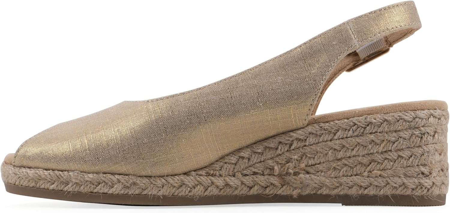 image:imageWHITE MOUNTAIN Womens Maize Slingback Espadrille Wedge SandalAntique Gold Fabric