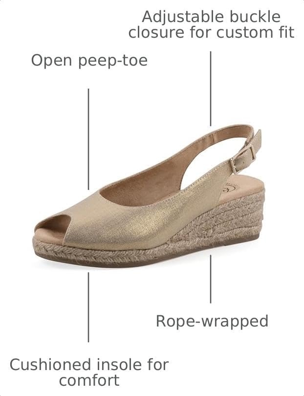 image:imageWHITE MOUNTAIN Womens Maize Slingback Espadrille Wedge SandalAntique Gold Fabric