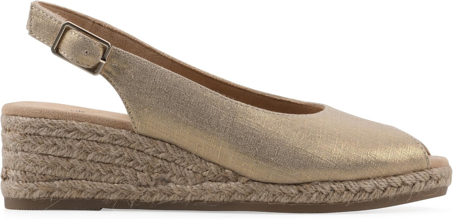 image:imageWHITE MOUNTAIN Womens Maize Slingback Espadrille Wedge SandalAntique Gold Fabric