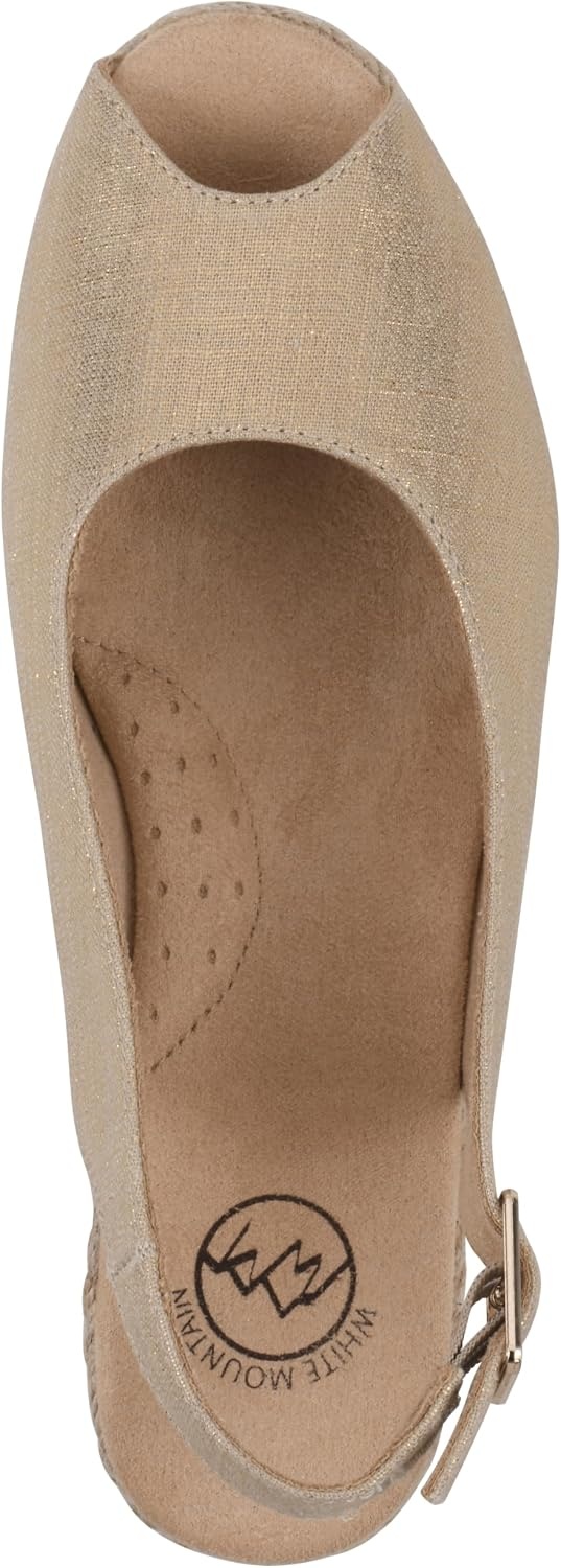 image:imageWHITE MOUNTAIN Womens Maize Slingback Espadrille Wedge SandalAntique Gold Fabric