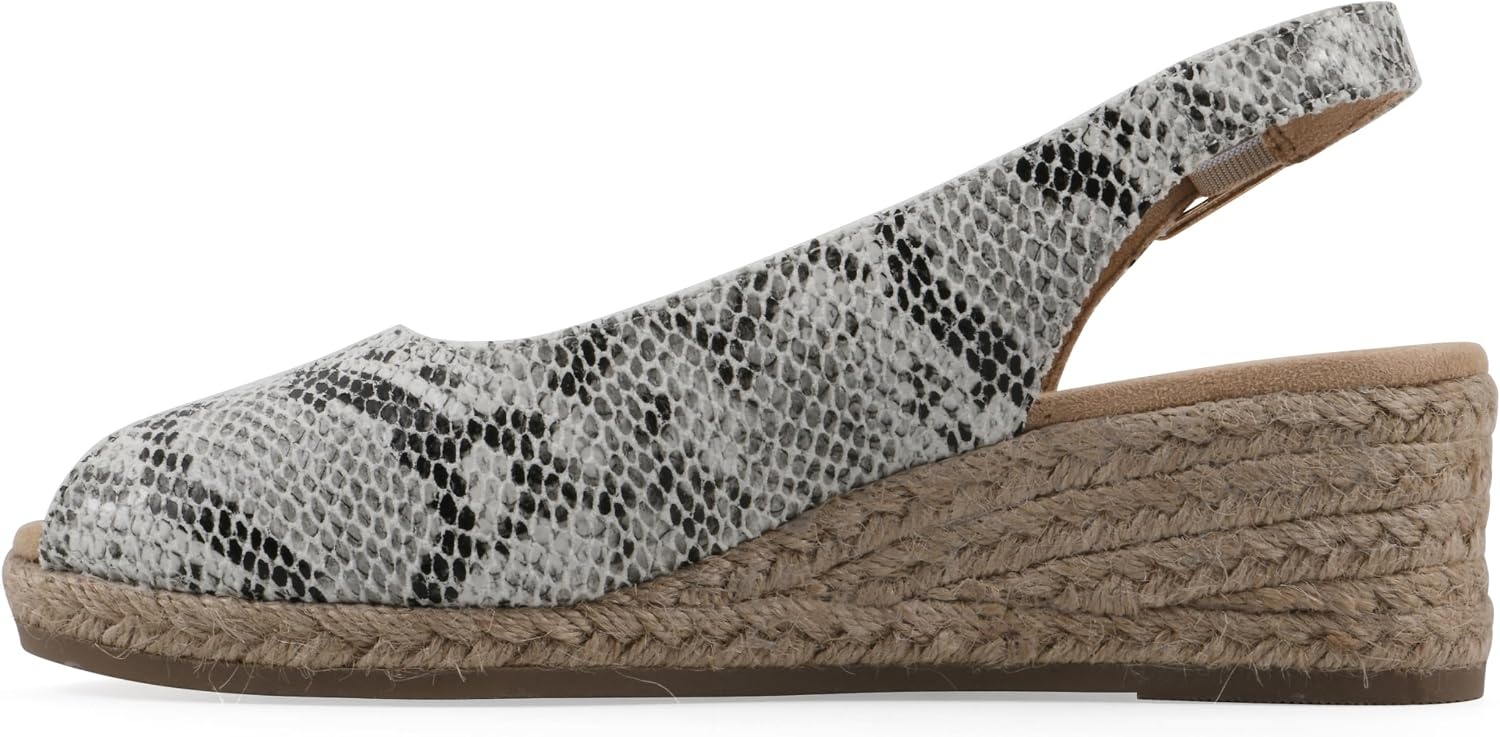 image:imageWHITE MOUNTAIN Womens Maize Slingback Espadrille Wedge SandalBlack White Snake Print Fabric