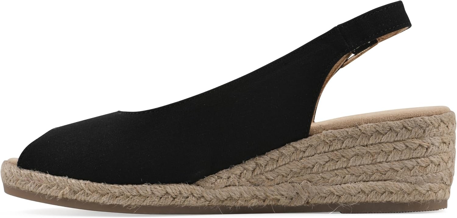 image:imageWHITE MOUNTAIN Womens Maize Slingback Espadrille Wedge SandalBlackFabric